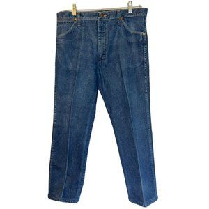 Vintage 1990s Blue Wrangler 13MWZ Cowboy Cut Straight Leg Western Jeans Sz 34x30